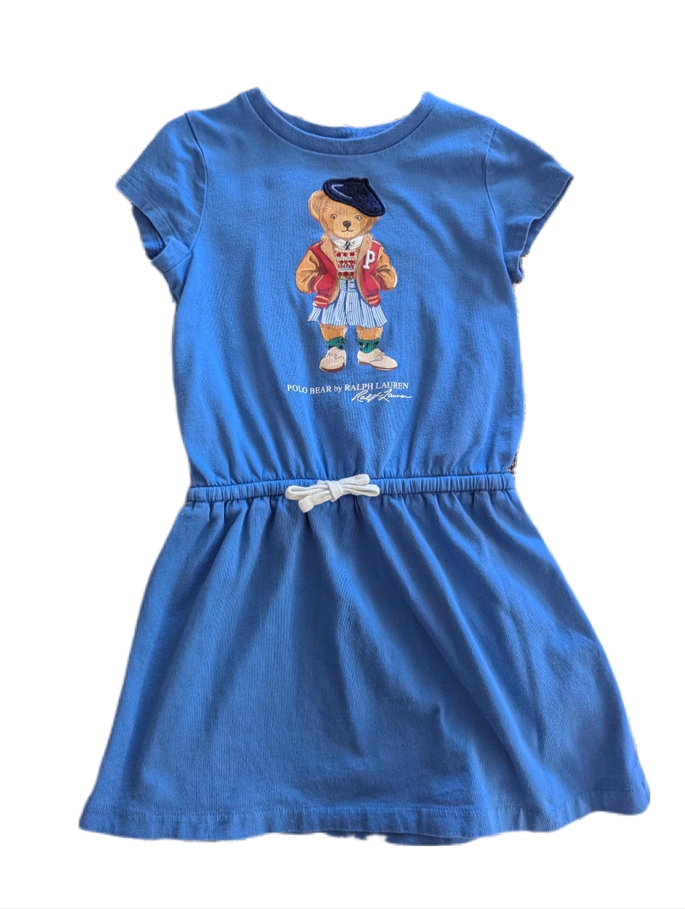 Polo Ralph Lauren Blue Polo Bear Drawstring Dress, Size 4